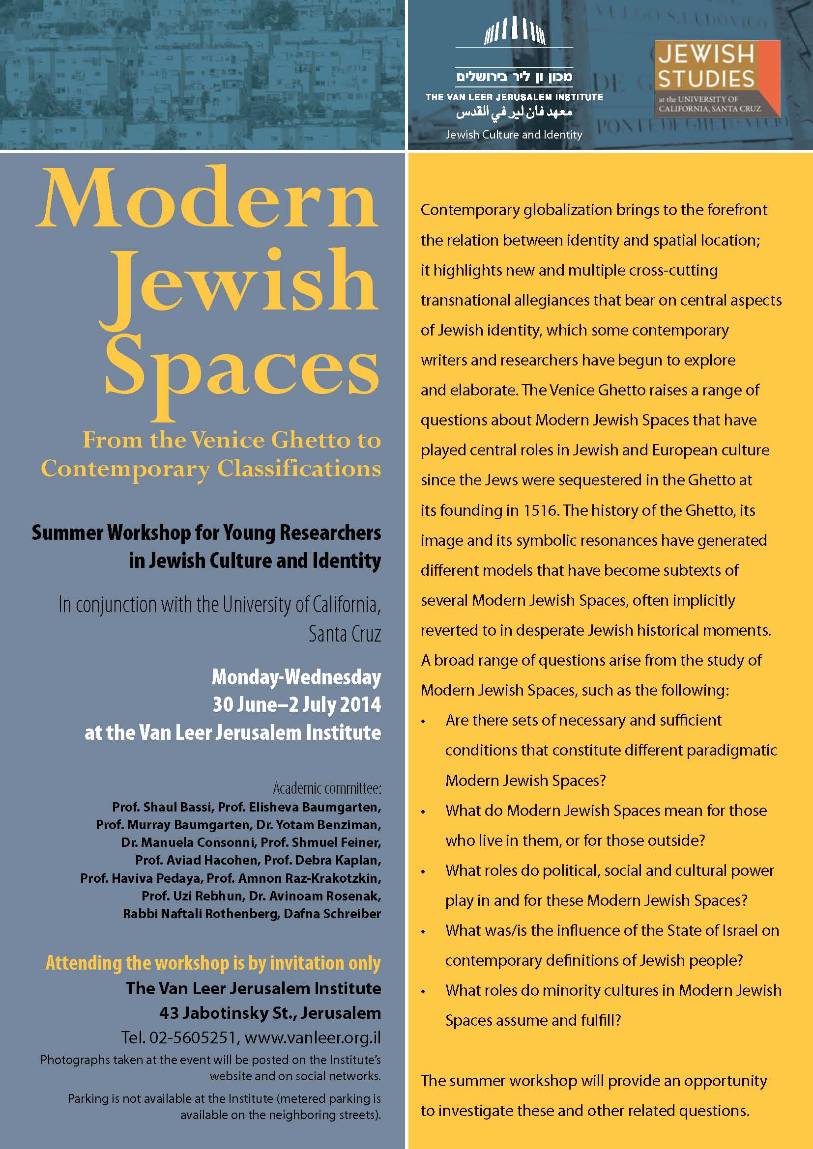 Summer Workshop on Modern Jewish Spaces - From the Venice Ghetto to Contemporary Classifications - program_Page_1